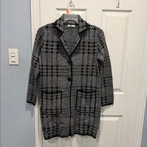 Alia Black and Gray Checkered Cardigan